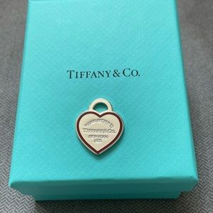 Authentic Return To Tiffany heart tag charm w/ red enamel boarder